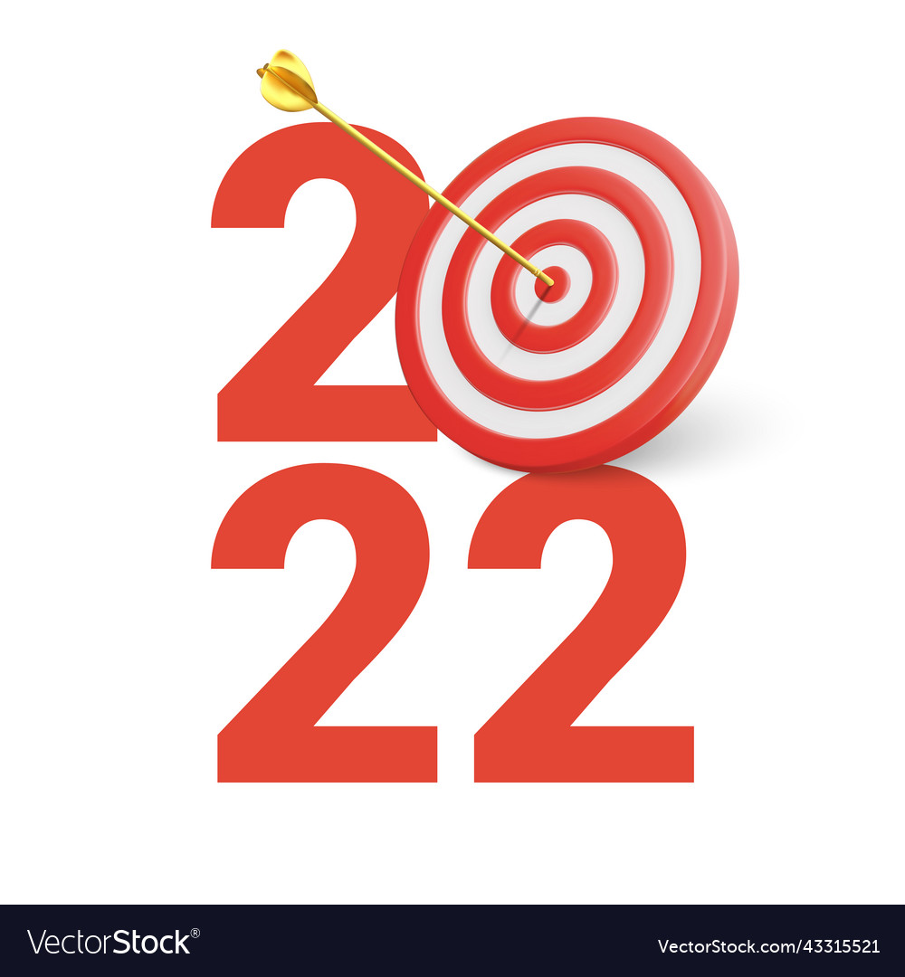 New year realistic target and goals with symbol vector image New year realistic target and goals with symbol
