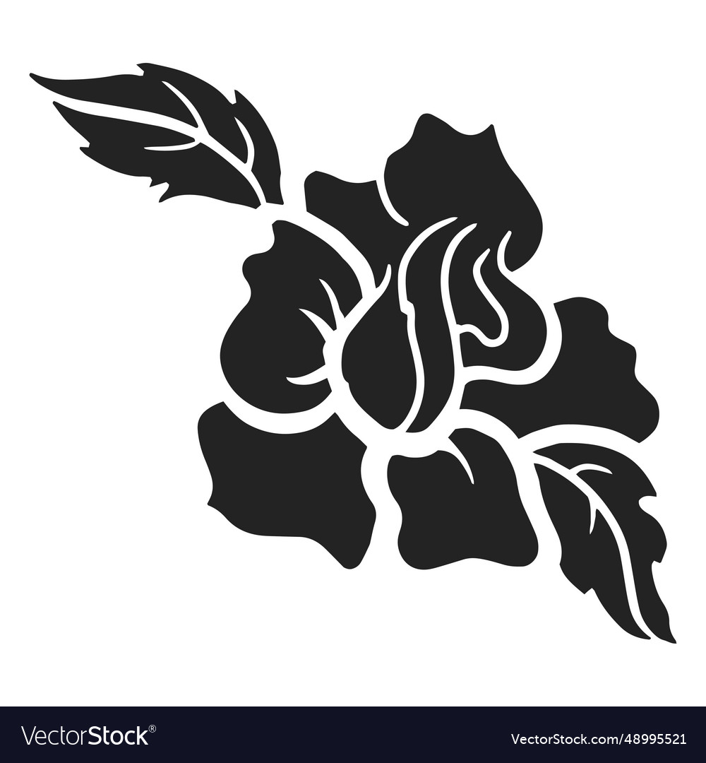 Rose with leaves cut out Royalty Free Vector Image