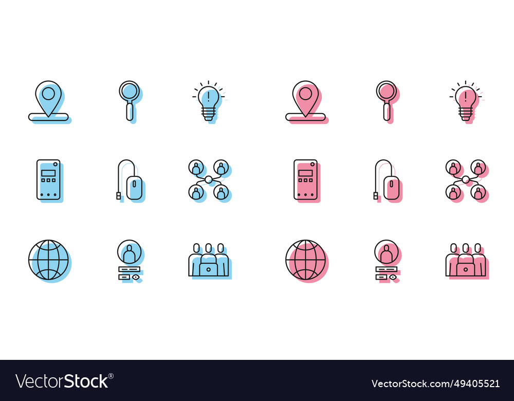 Set line social network create account screen vector image Set line social network create account screen