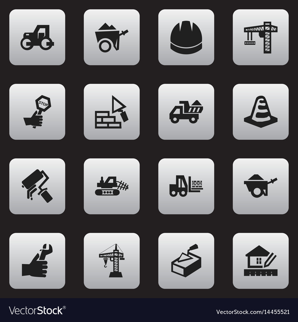 Set of 16 editable building icons includes