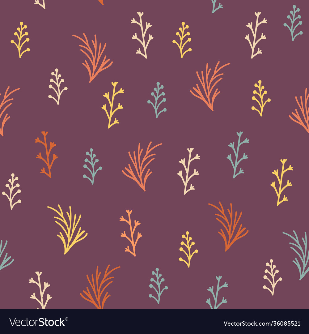 Simple foliage doodle repeat pattern design vector image Simple foliage doodle repeat pattern design