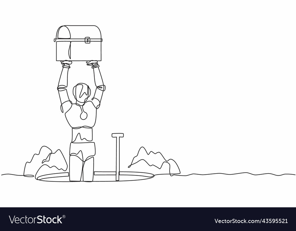 Single continuous line drawing robot standing