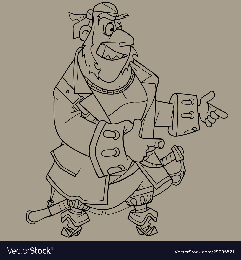 Sketch cartoon character a joyful pirate