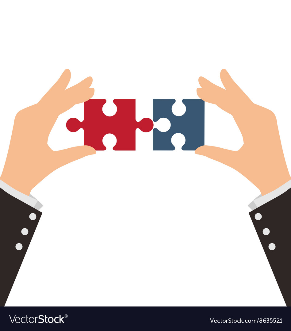 Premium Vector  Puzzle in hand. business concept man put piece of