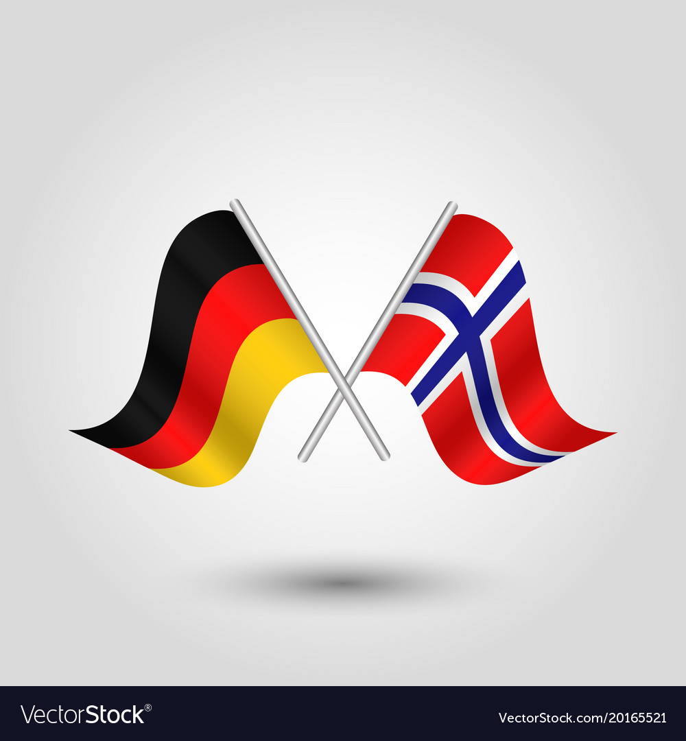 Two crossed german and norwegian flags