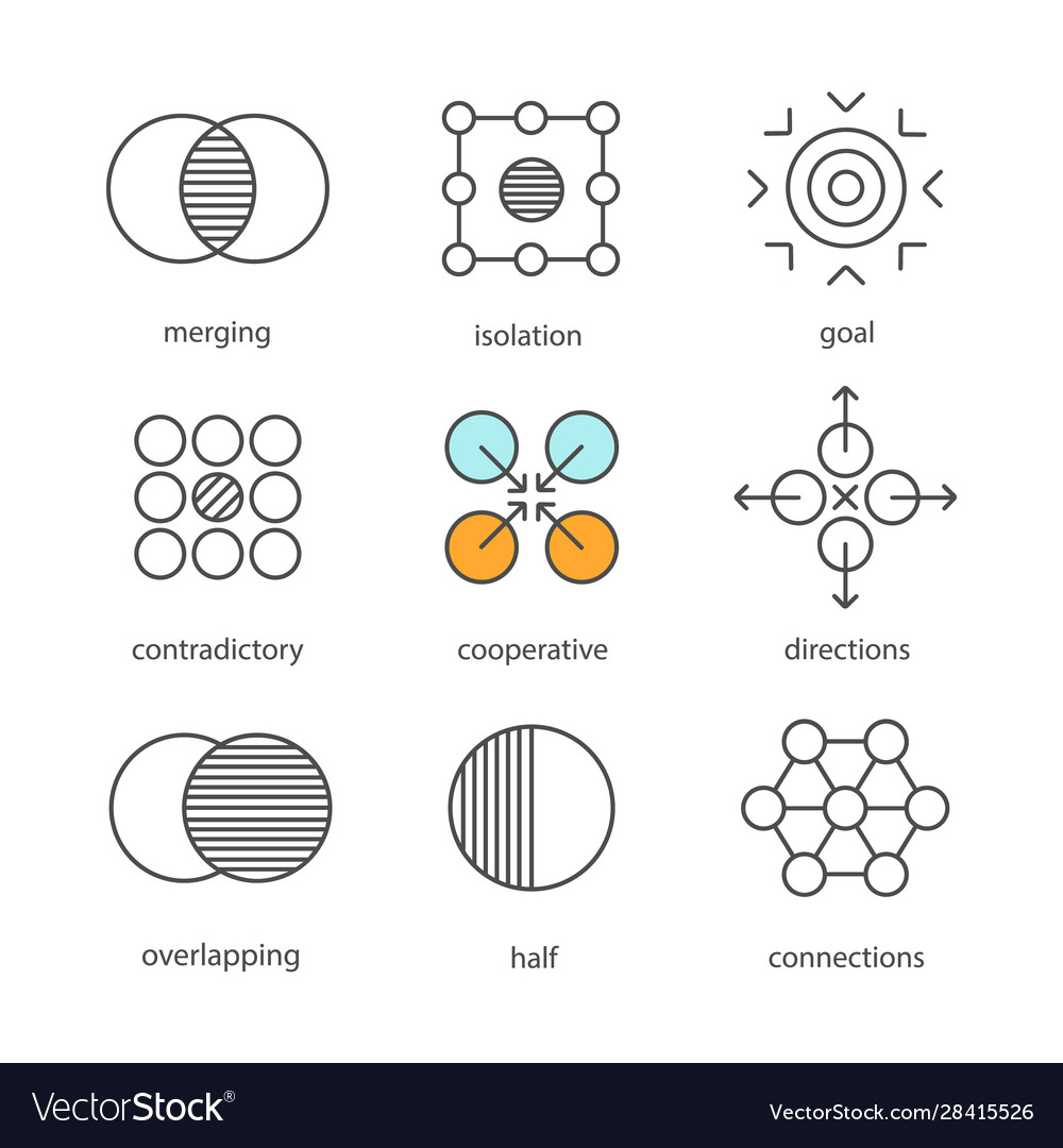 Abstract symbols linear icons set vector image Abstract symbols linear icons set