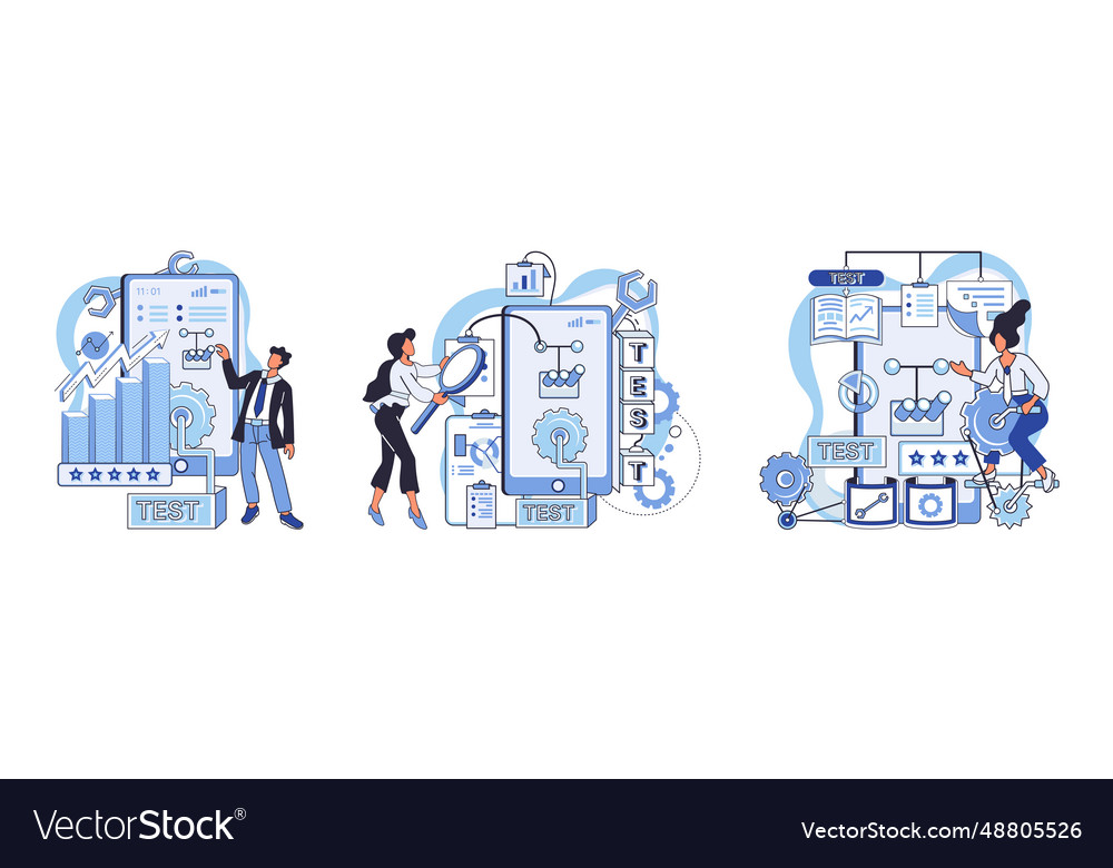 Application testing metaphor vector image Application testing metaphor