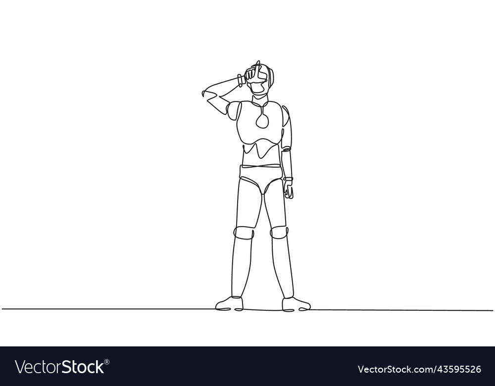 Continuous one line drawing robot making l symbol