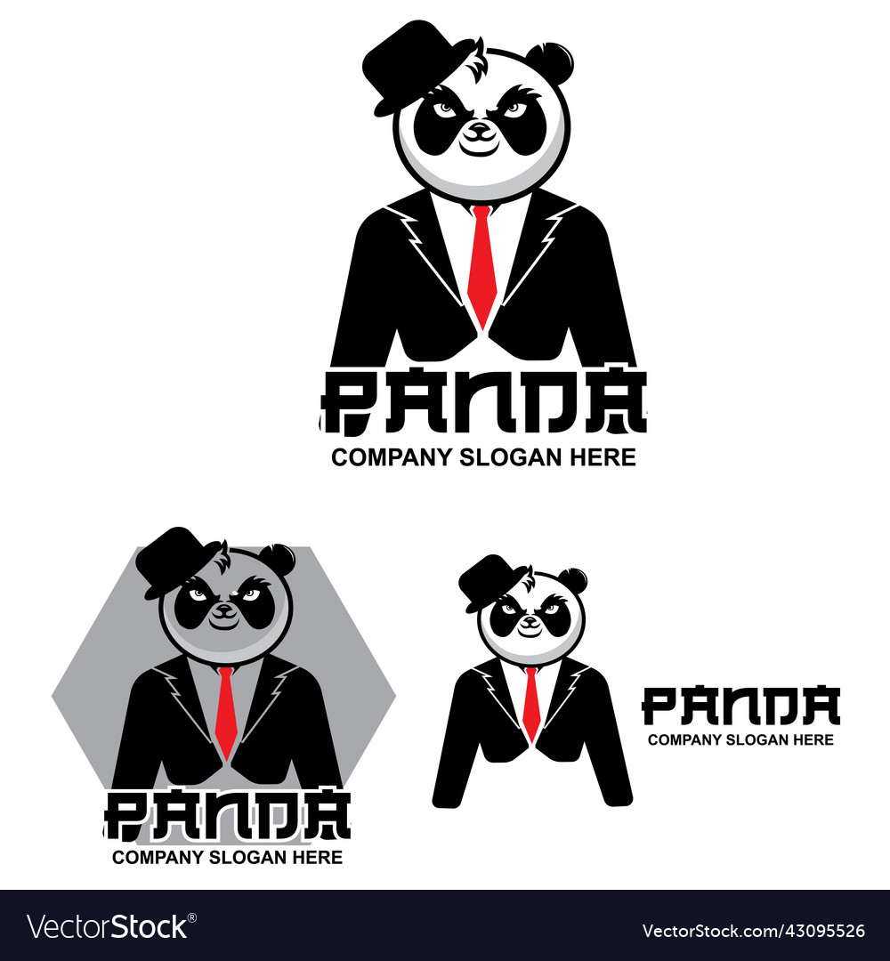 Cute panda logo design animal background