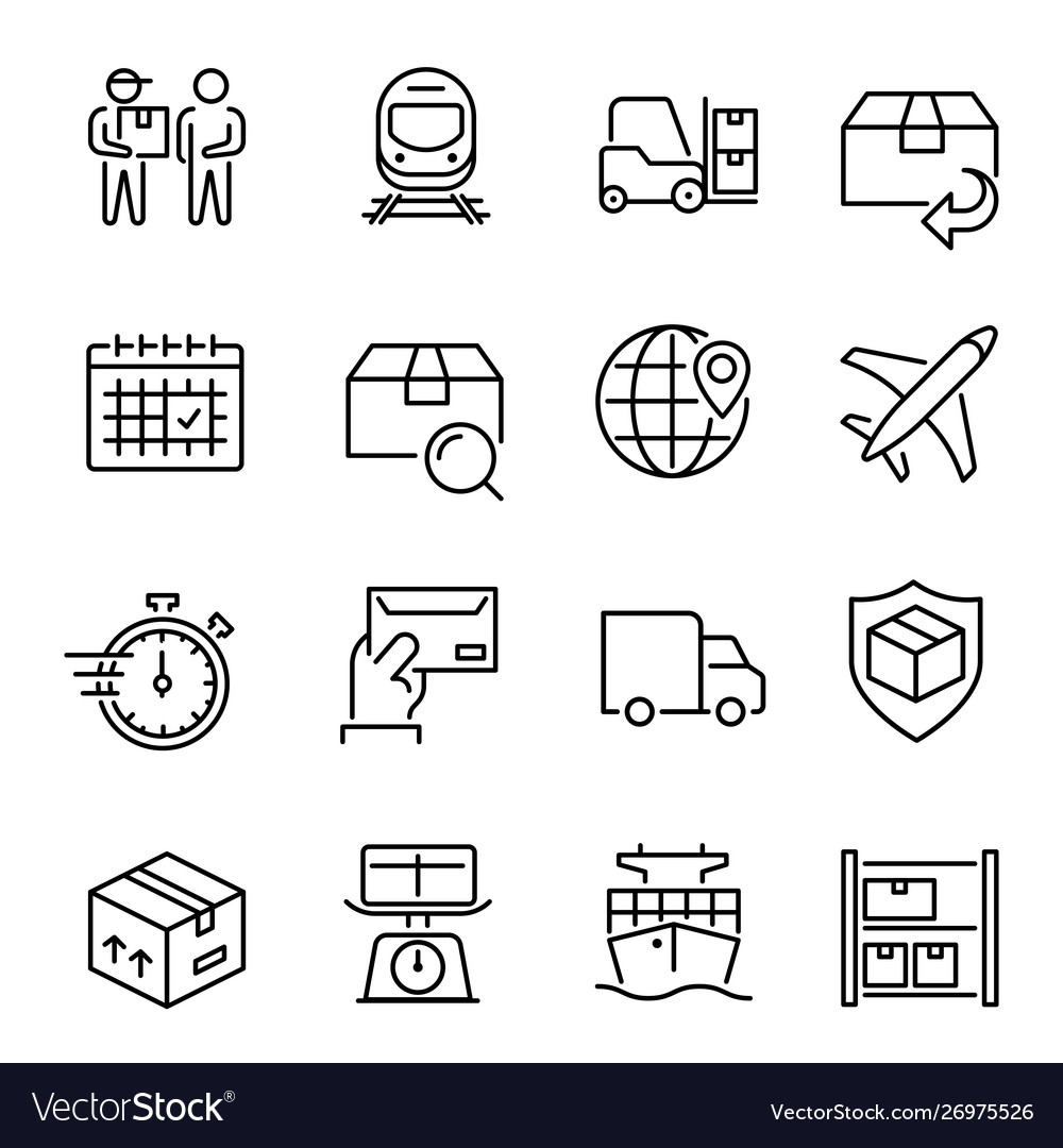 Express delivery service linear icons set vector image Express delivery service linear icons set