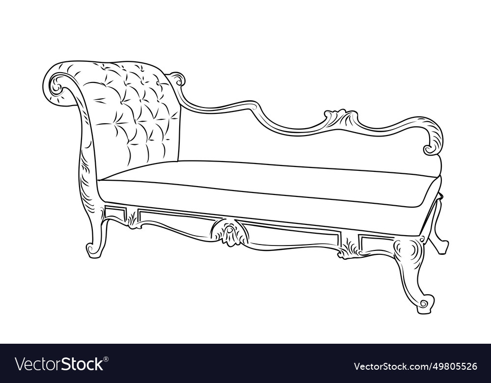 Hand-drawn sketch of antique sofa bench isolated Vector Image