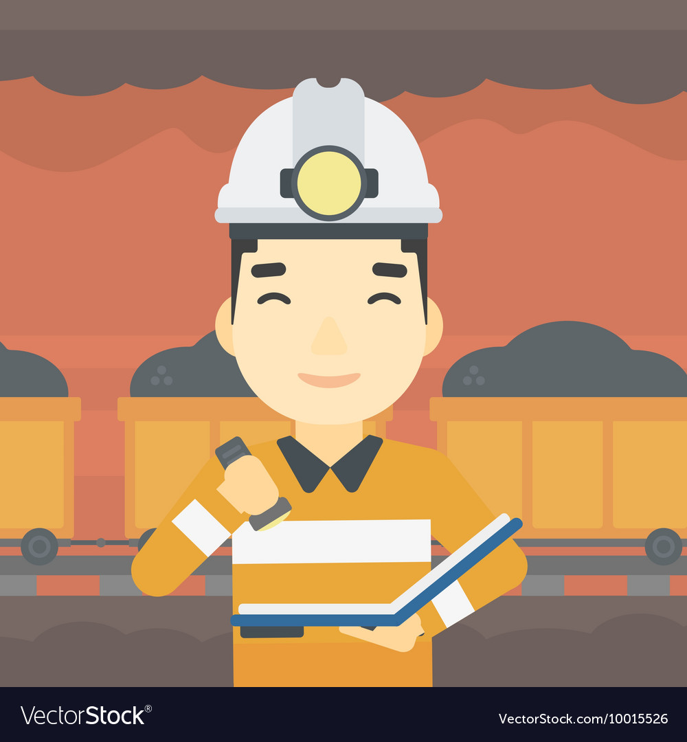 Miner checking documents