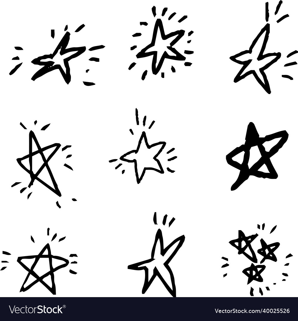 Monochrome doodle of a shining star drawn Vector Image