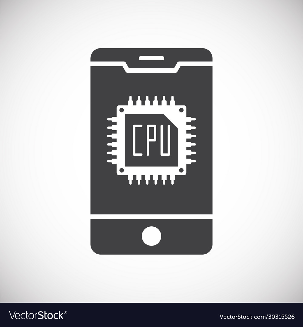 Processor chip related icon on background vector image Processor chip related icon on background
