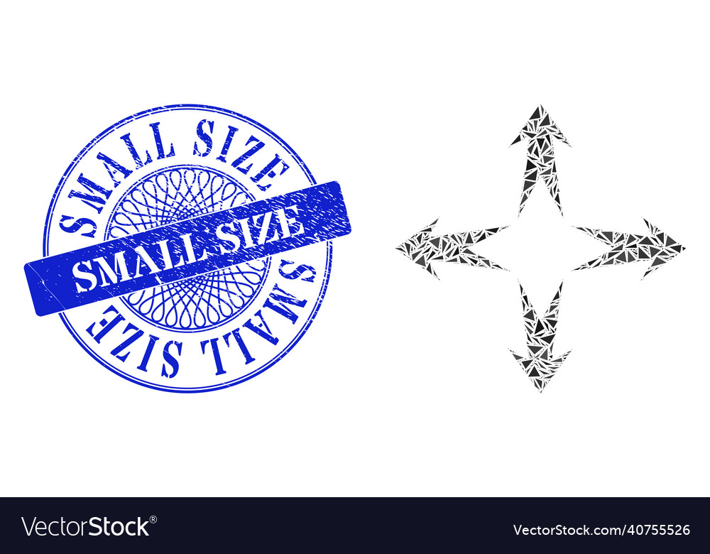Rubber small size badge and triangle expand arrows vector image Rubber small size badge and triangle expand arrows