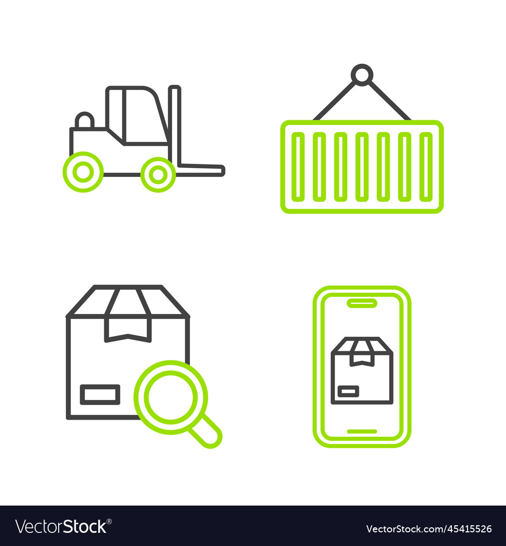 Set line mobile app delivery tracking search vector image Set line mobile app delivery tracking search