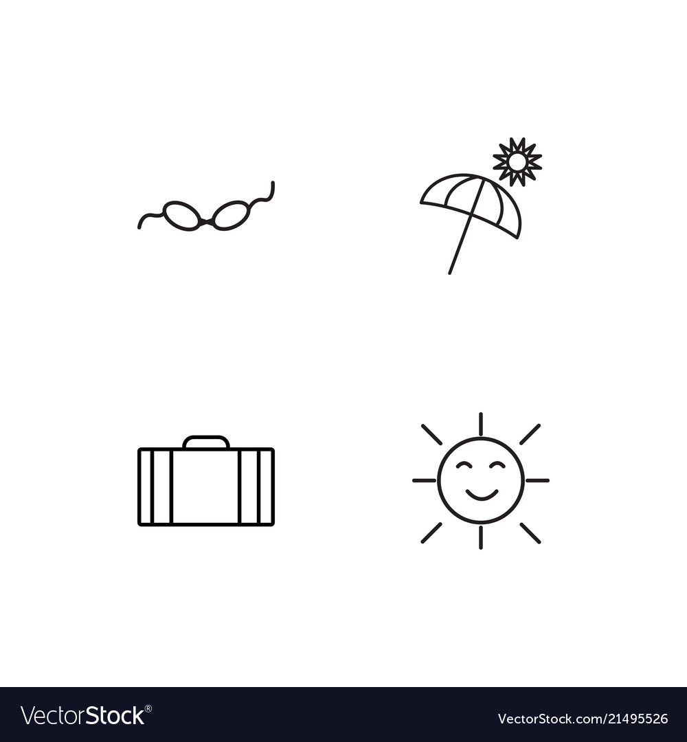 Summer linear icons set simple outline