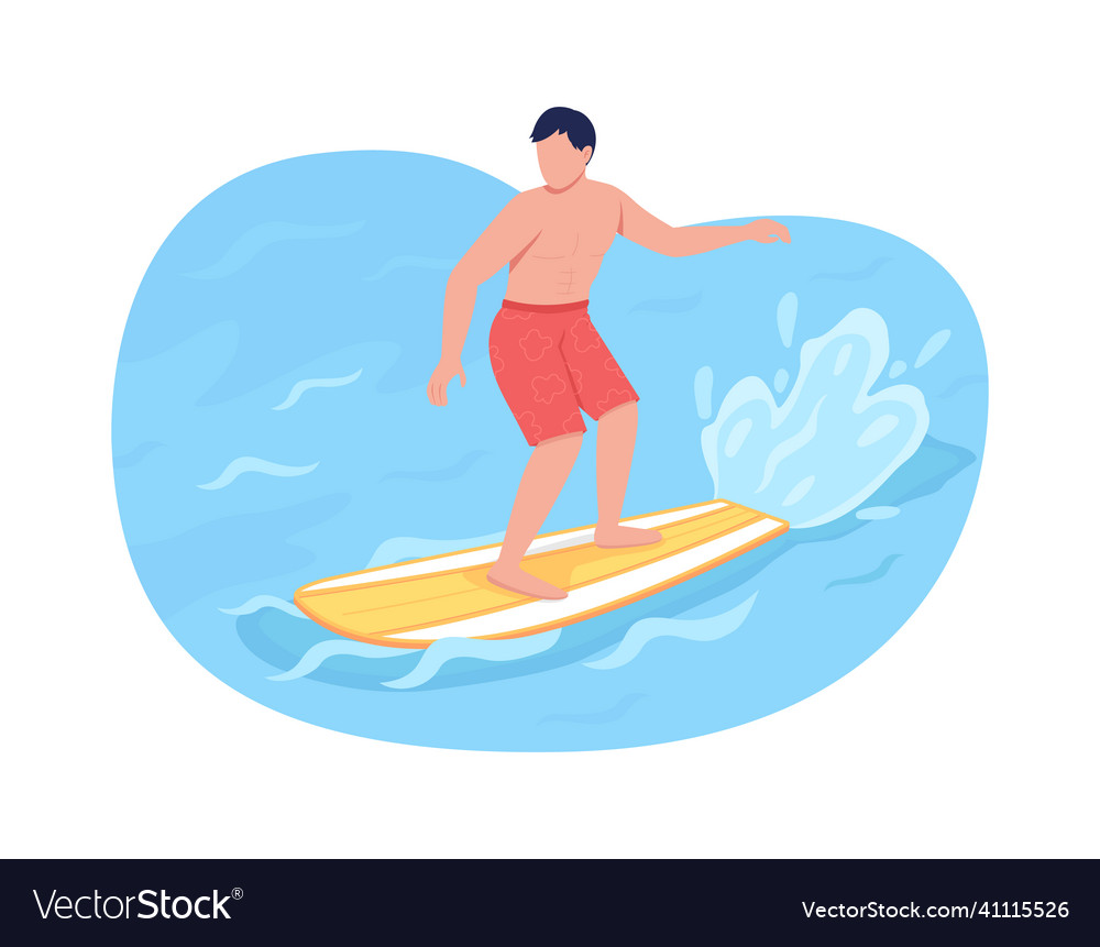 Surfing 2d web banner poster Royalty Free Vector Image