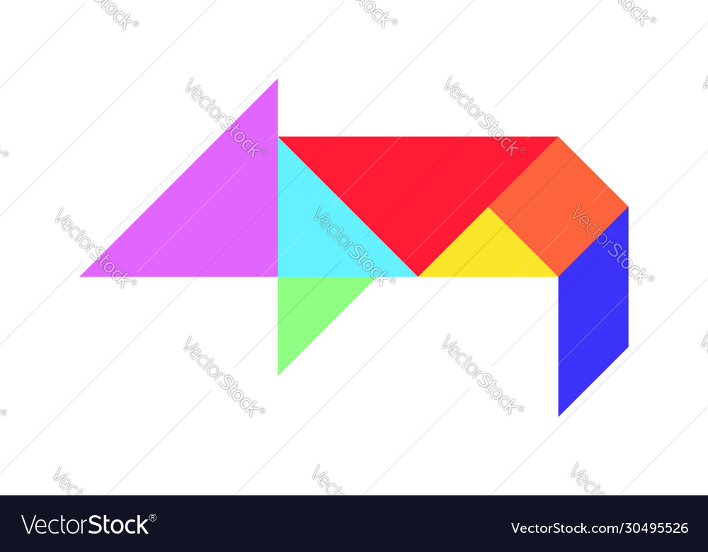 Tangram Pig Puzzle - Colorful Shape