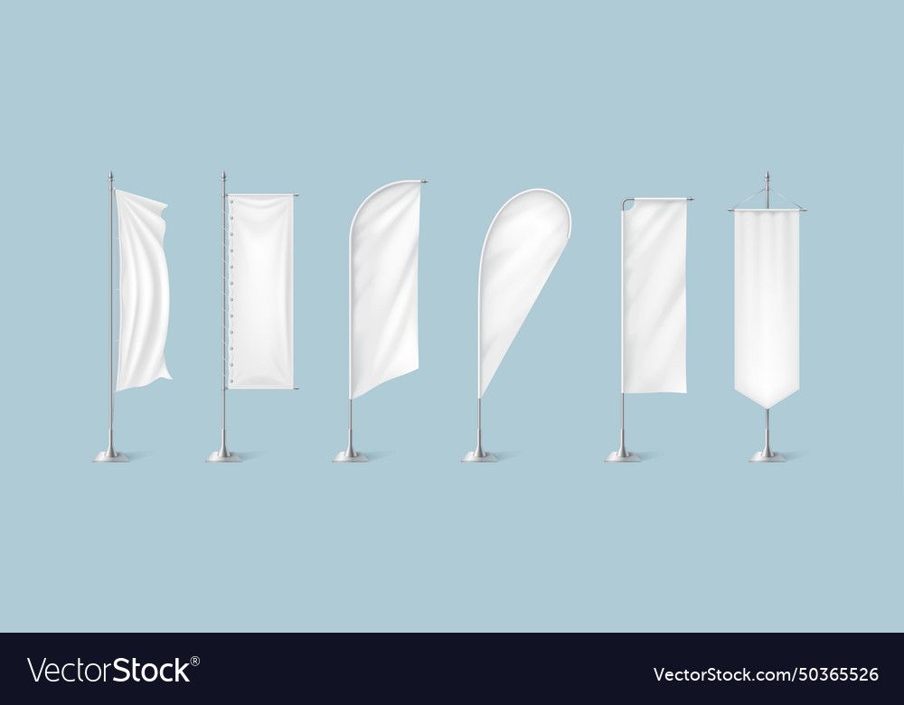 Textile flags templates realistic set Royalty Free Vector