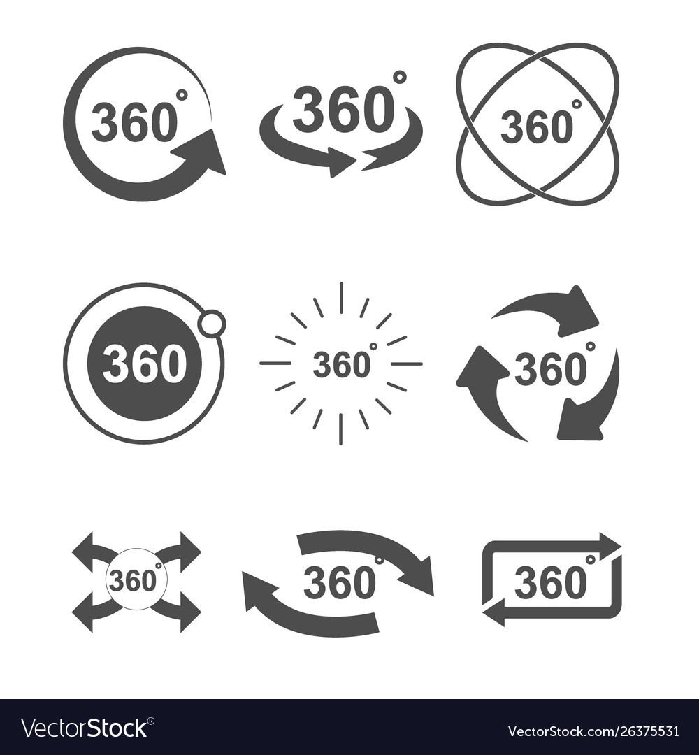 Angle 360 degrees sign icon set design Royalty Free Vector