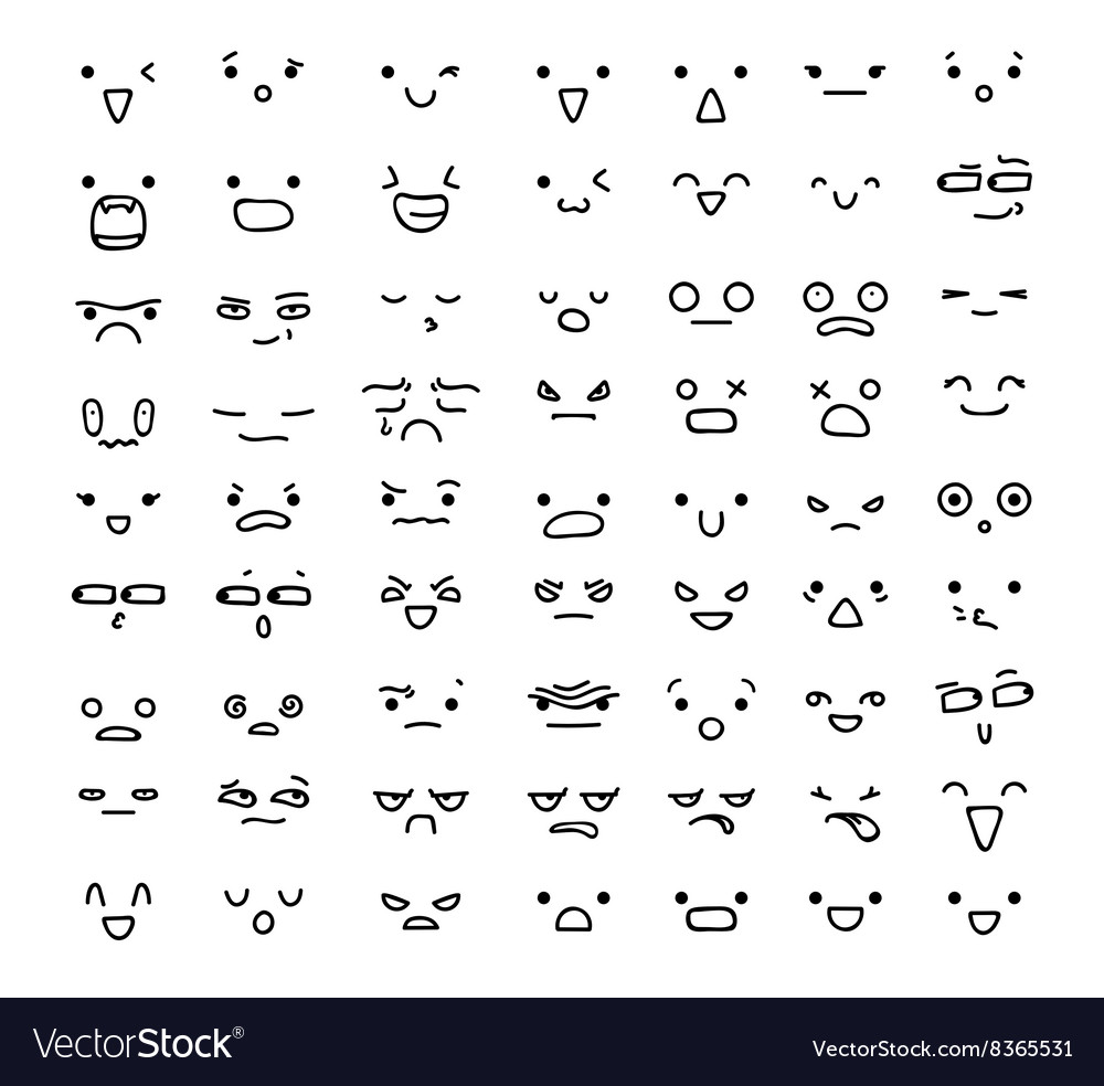 Big set 63 emotions isolated on white