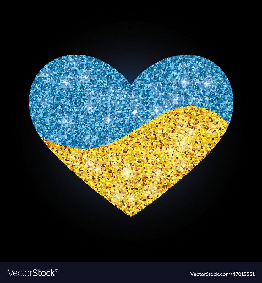 Blue-yellow heart with sparkles colors