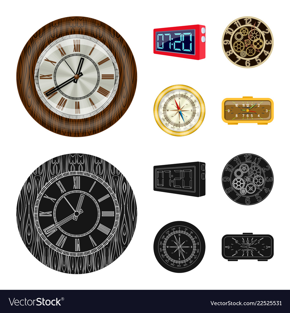 Design of clock and time icon set