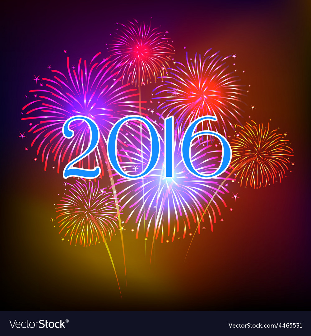 Happy new year fireworks 2016 holiday background