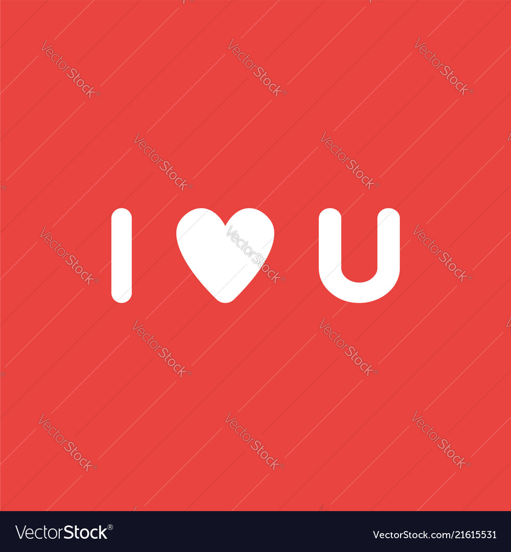 icon concept of i love you word with heart on red heart on word