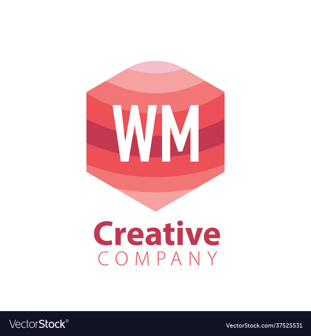 Initial letter wm colorful hexagonal logo