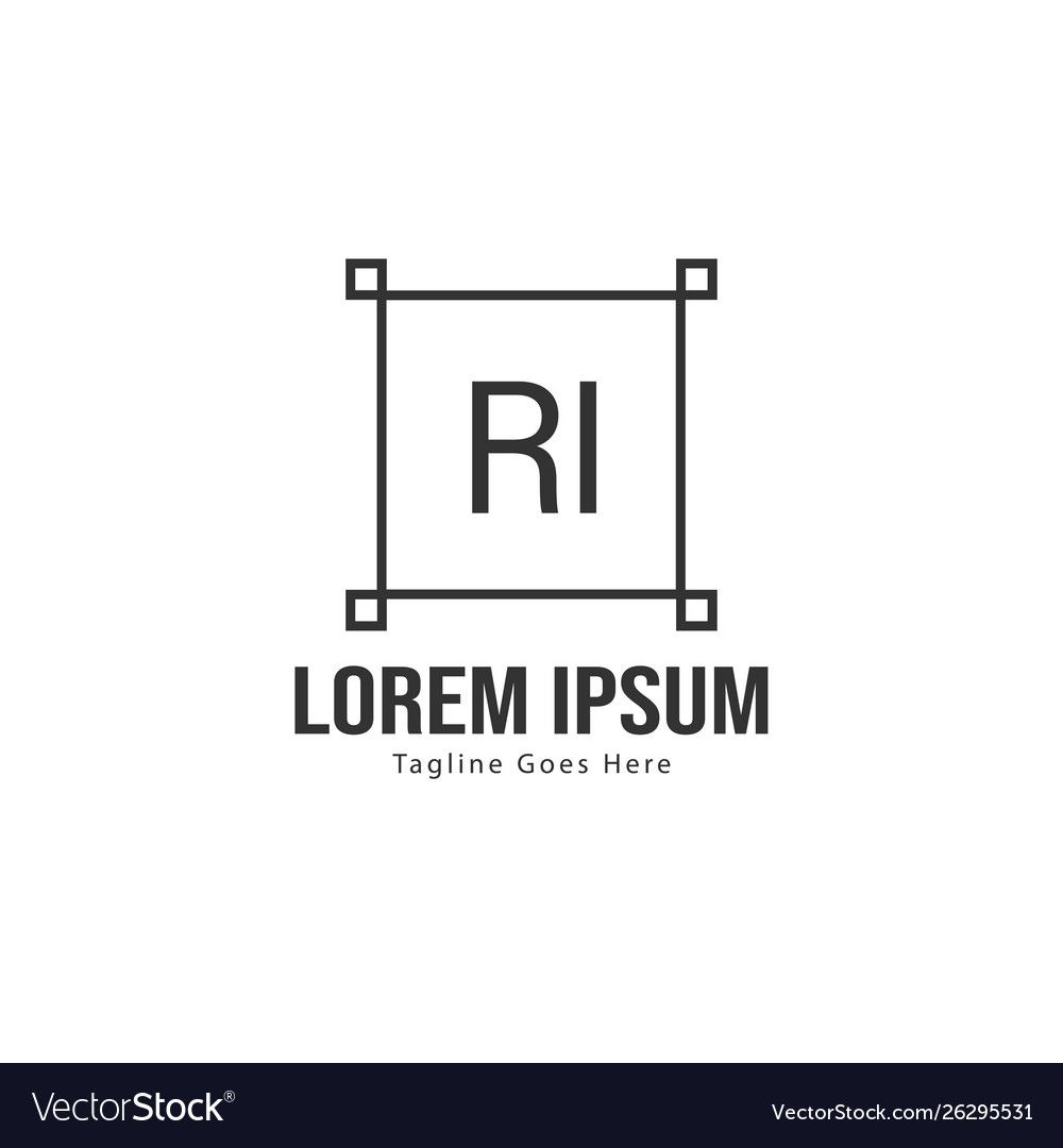 Initial ri logo template with modern frame