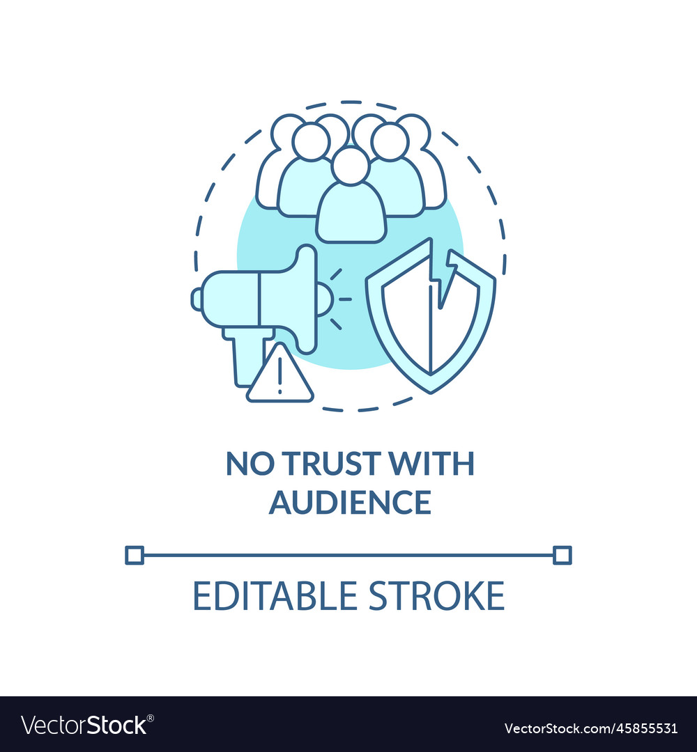 No trust with audience turquoise concept icon Vector Image