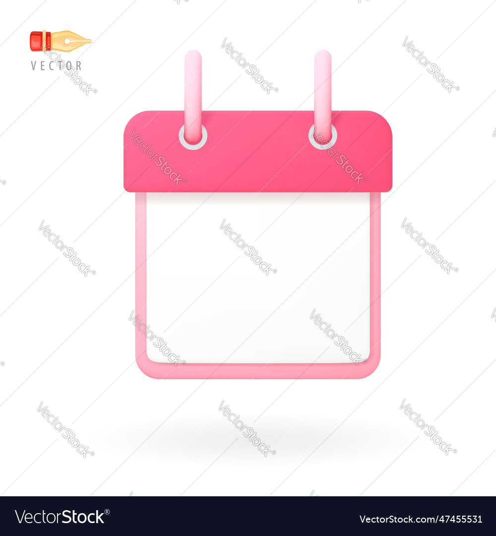 Notepad or calendar 3d icon template blank