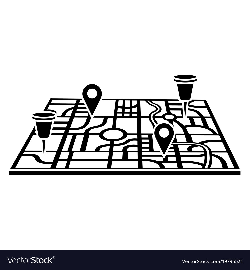 Paper map guide with pins markers