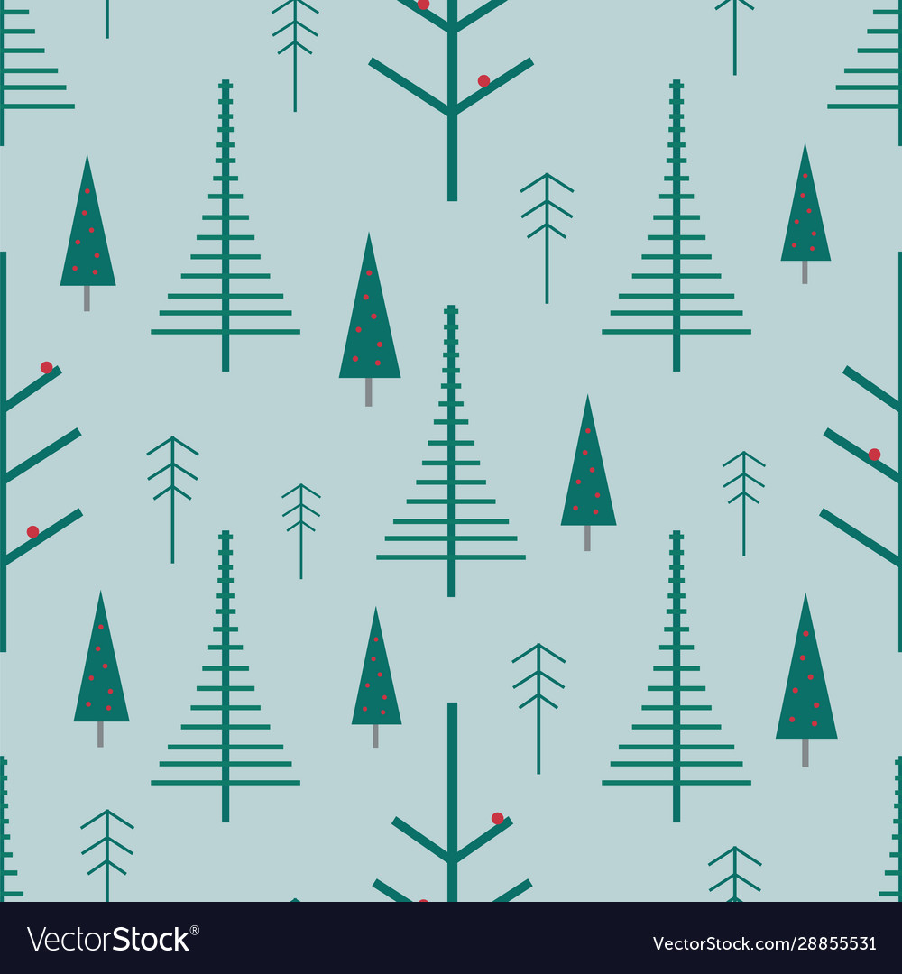 Seamless pattern modern winter trees Royalty Free Vector