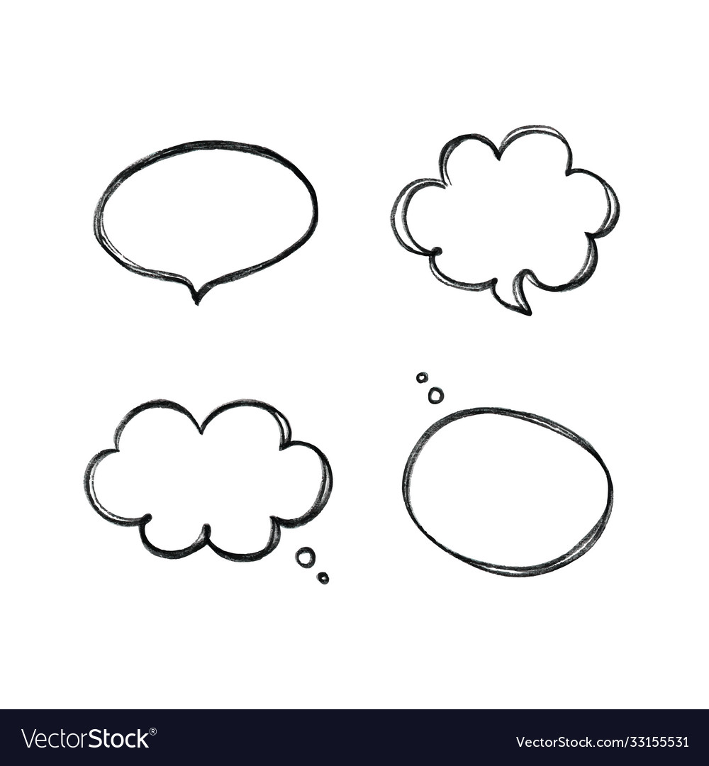Set black hand drawn doodle speech bubbles
