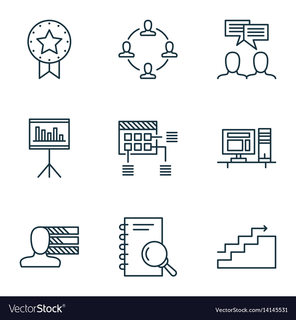 Set of 9 project management icons includes