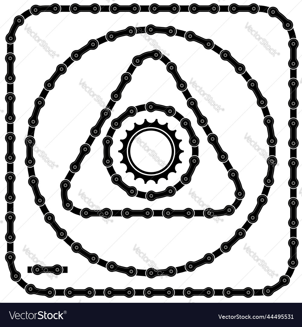 Set of different bicicle chain frames isolated vector image Set of different bicicle chain frames isolated
