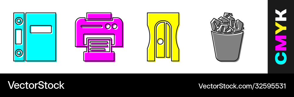 Set office folders printer pencil sharpener Vector Image