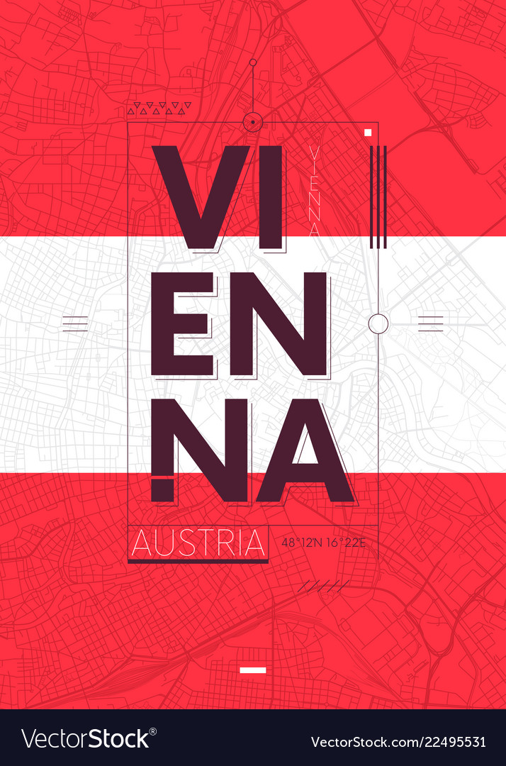Typography Map Poster - Vienna