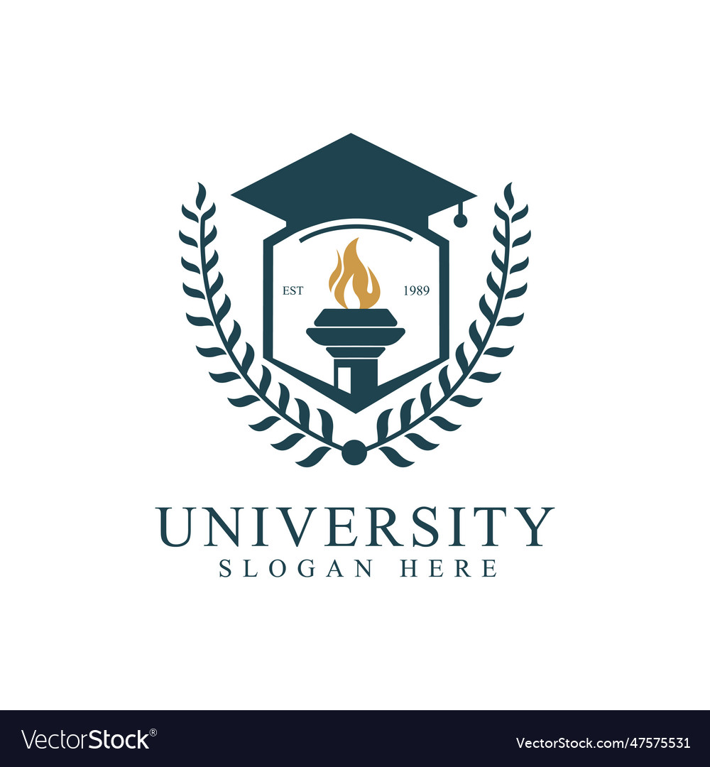 University college school badge logo design image Vector Image