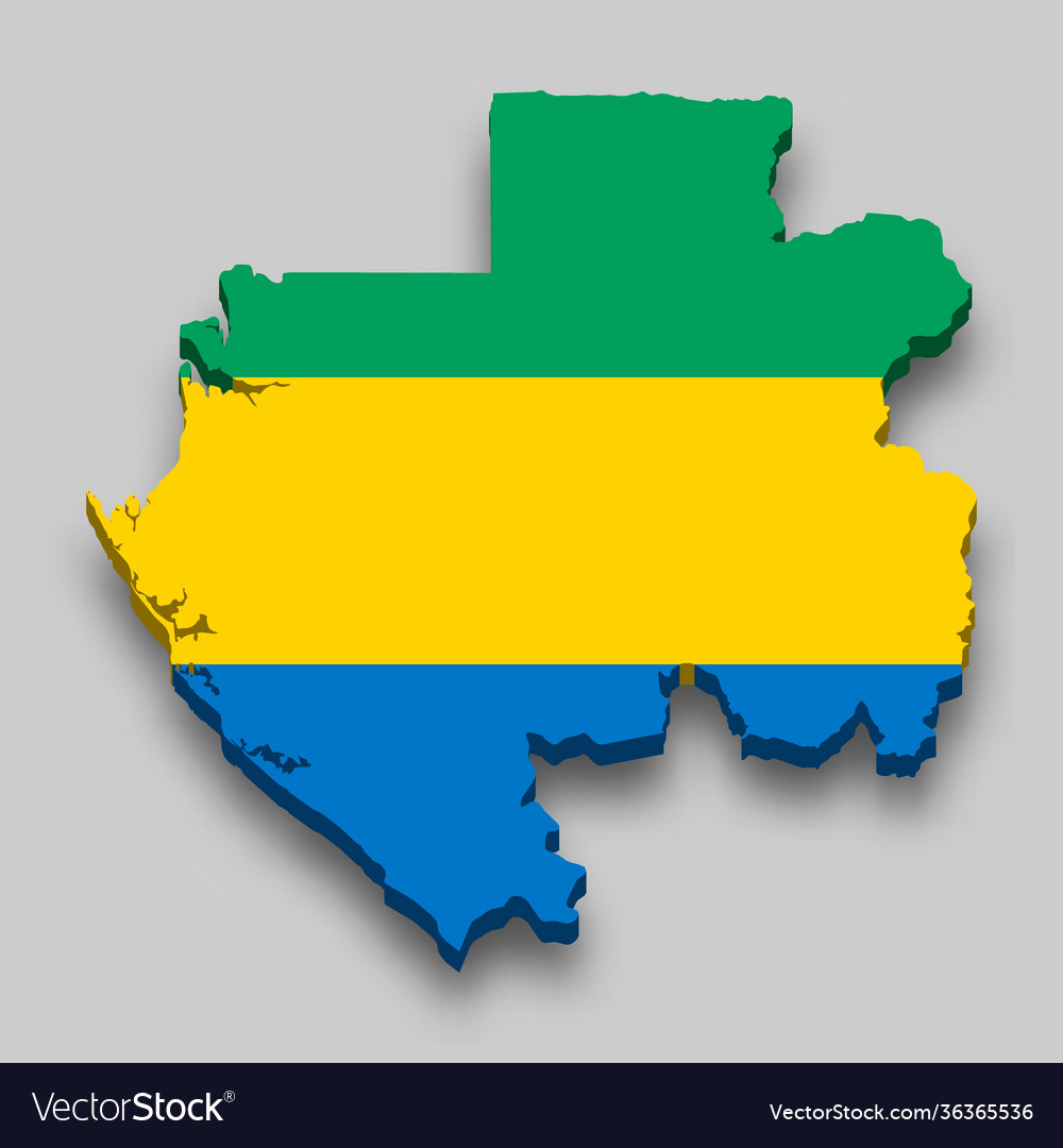 3d isometric map gabon with national flag Vector Image