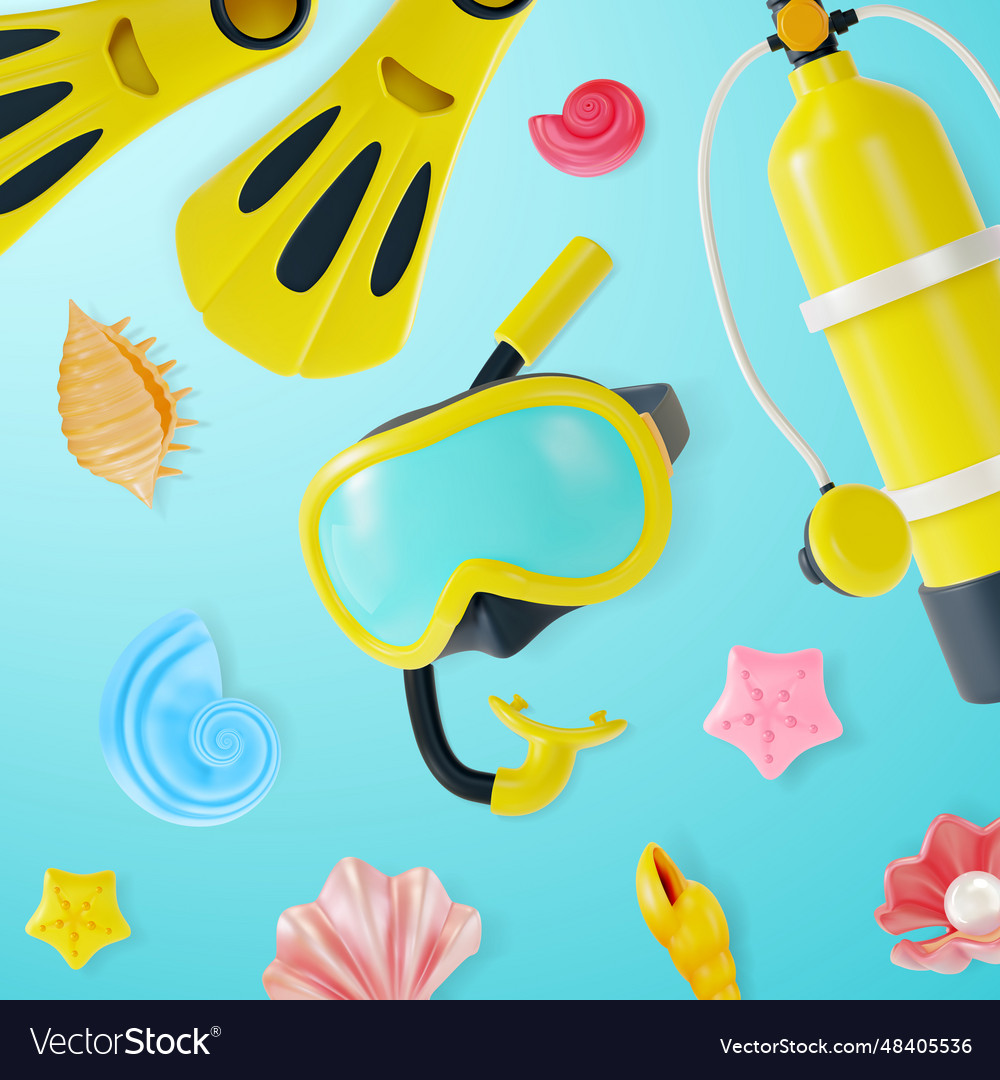 3d scuba diving learn to dive with us concept vector image 3d scuba diving learn to dive with us concept