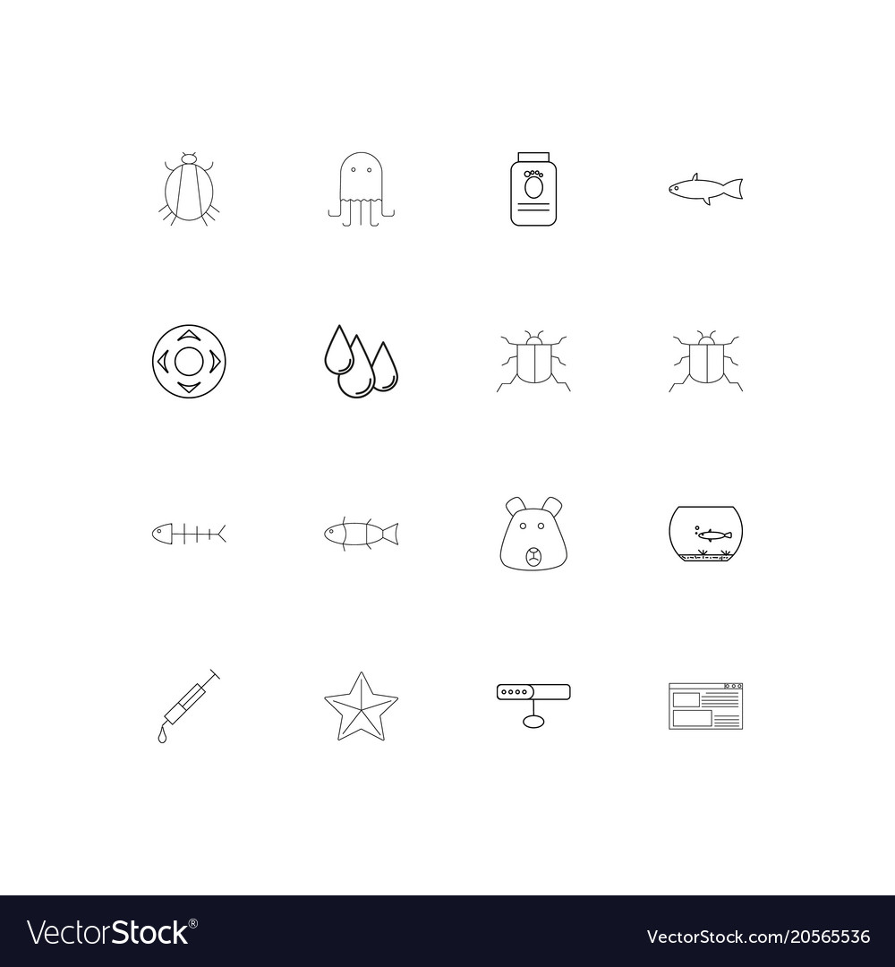 Animals simple linear icons set outlined