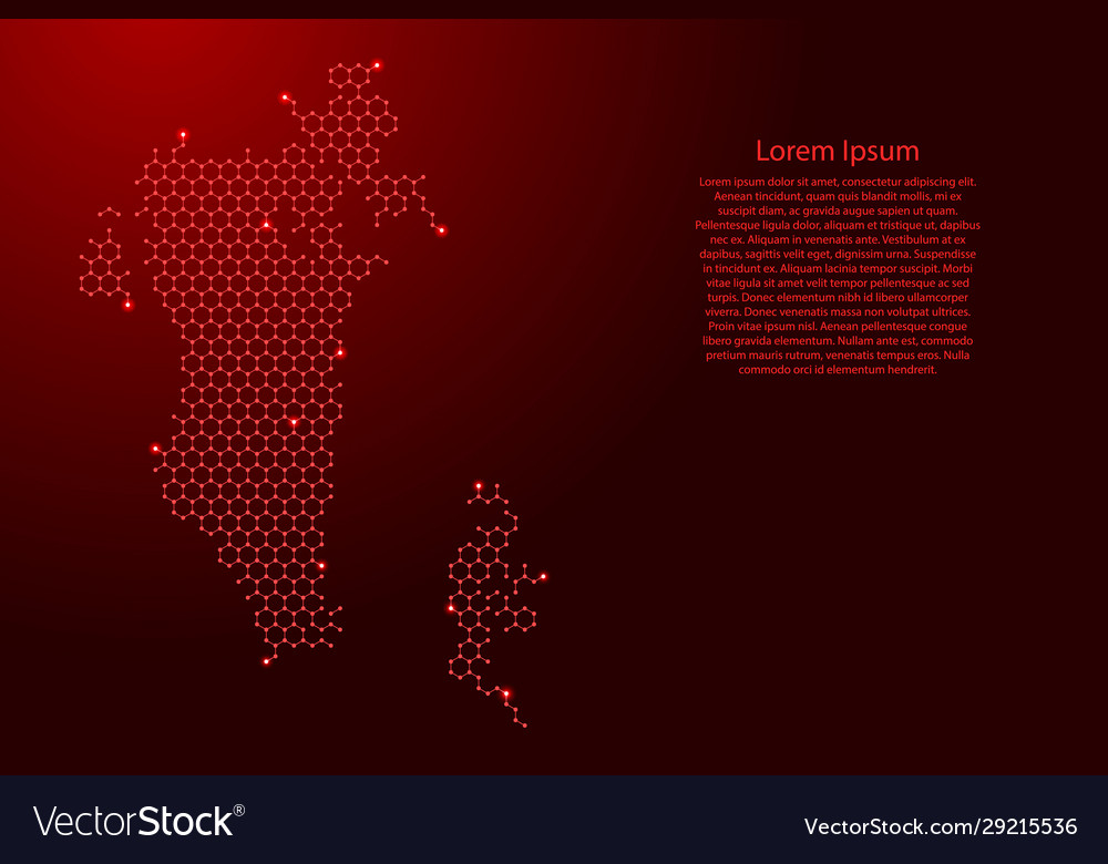 Bahrain map from futuristic hexagonal shapes vector image Bahrain map from futuristic hexagonal shapes
