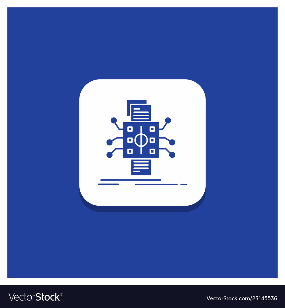 Blue round button for analysis data datum vector image Blue round button for analysis data datum