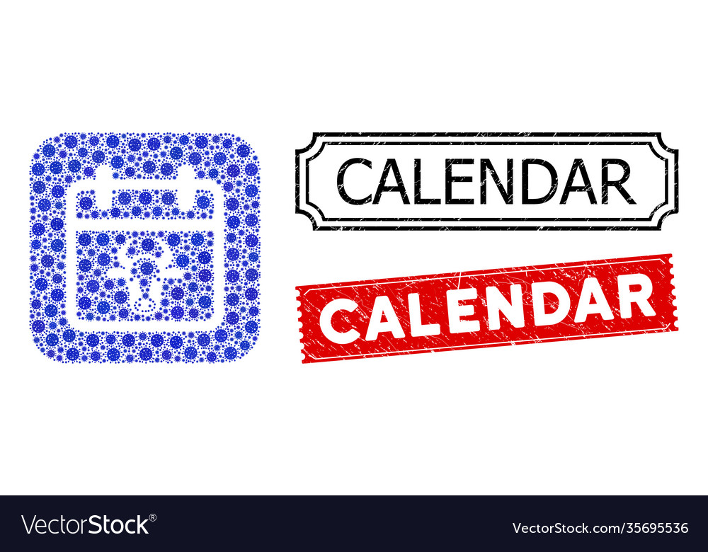 Calendar grunge seal stamps with bacilla