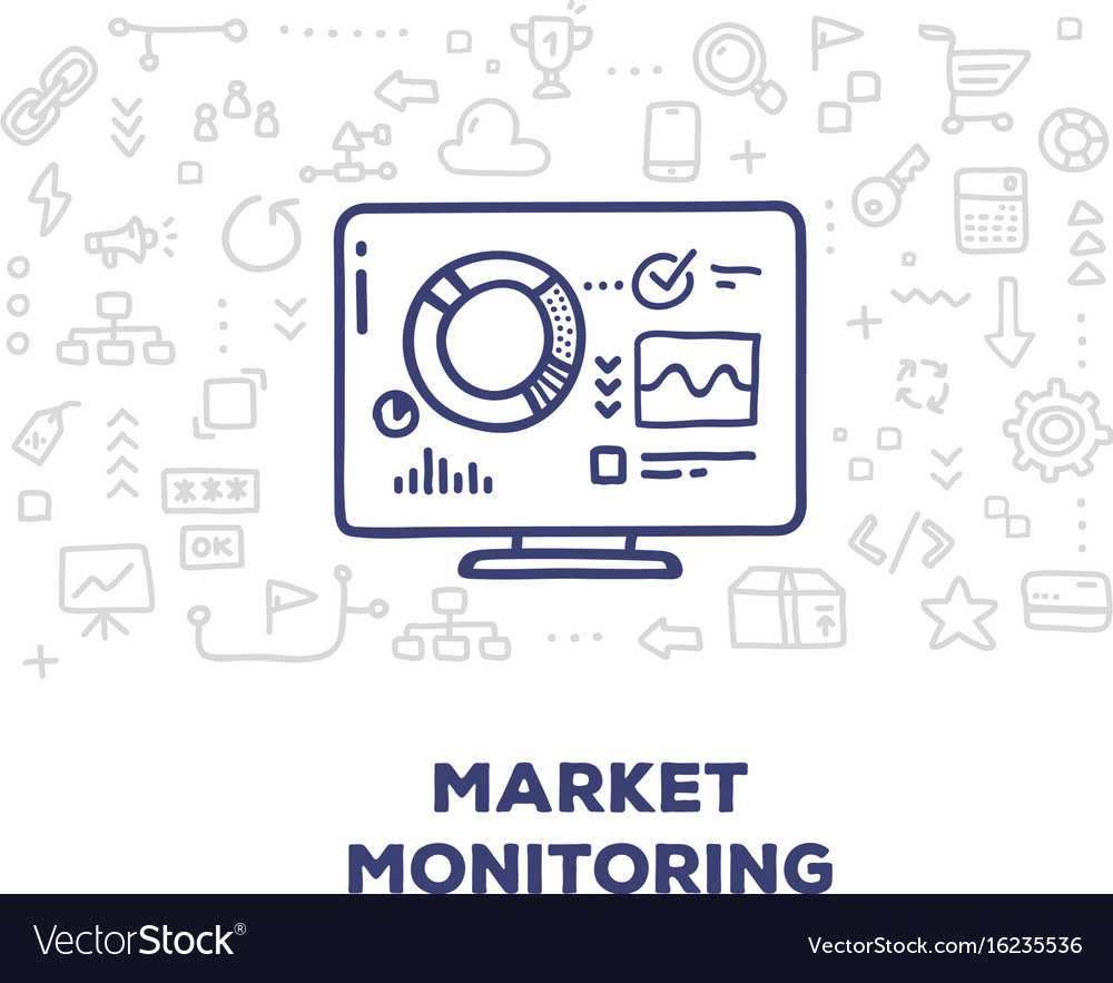 Creative of big monitor with graph and chart line
