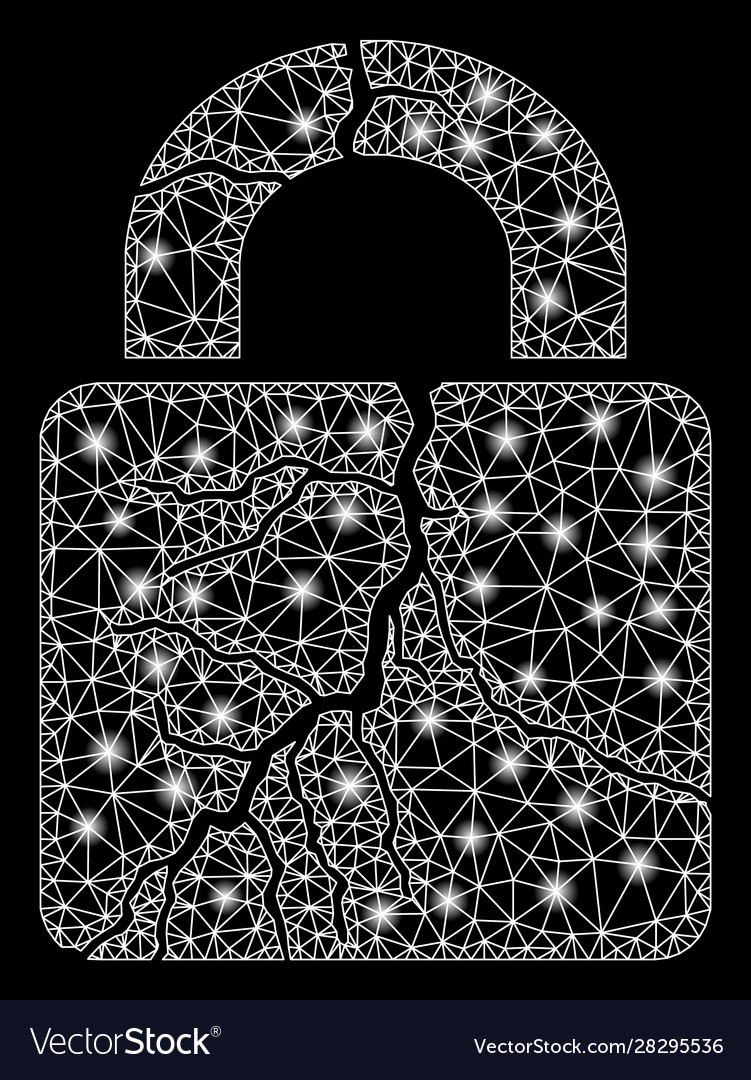 Flare mesh wire frame corrupted lock with vector image Flare mesh wire frame corrupted lock with